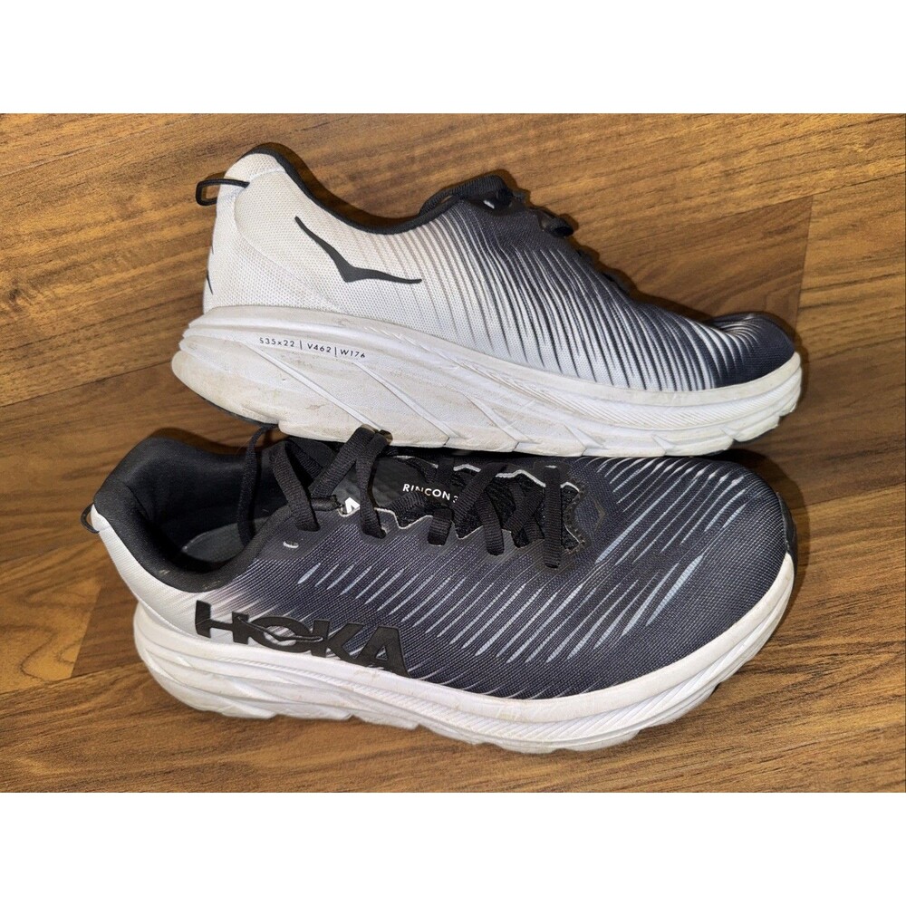 Hoka One Women's Rincon 3 1121371/BWHT Running Shoes, Black/White, US 9.5D